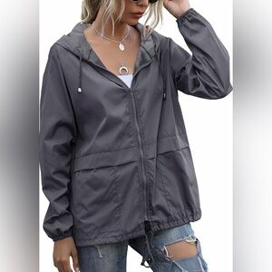 Women's Gray Raincoat Jacket